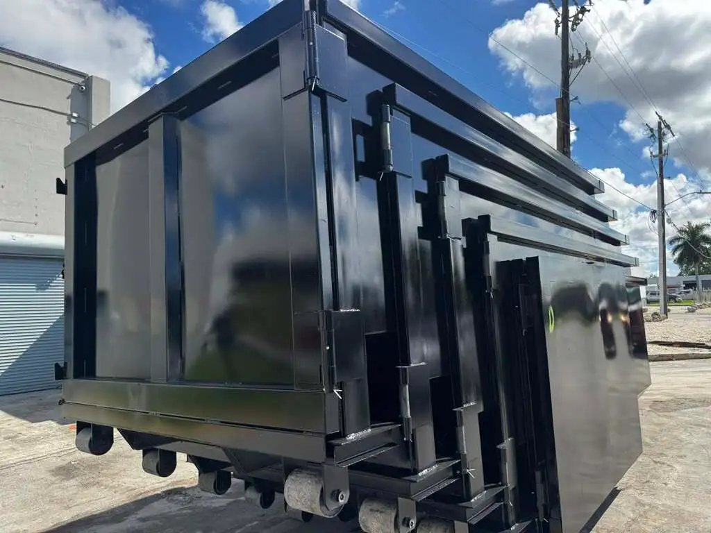 Gallery 3 Stacked black roll-off dumpsters ready for residential and commercial dumpster rental Saginaw Michigan